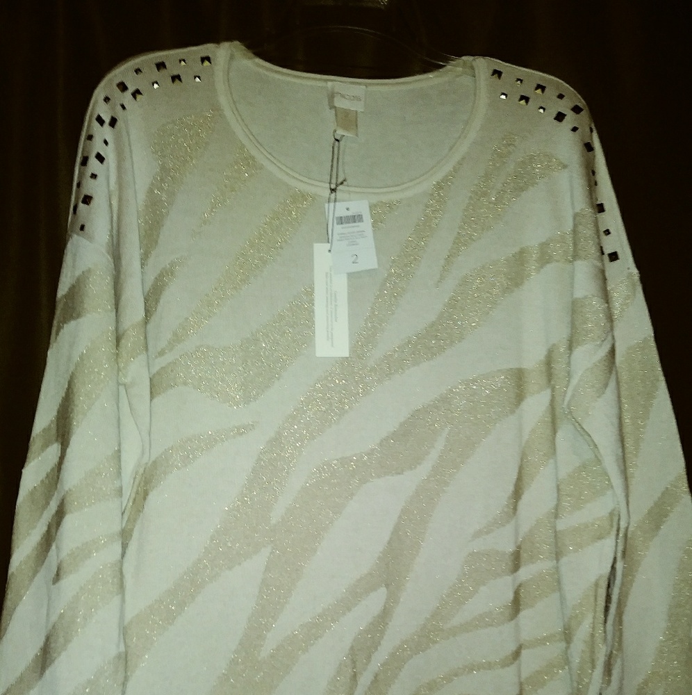 Chico's Embellished Zebra Pullover